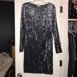 Large velvet purple blue long sleeve dress